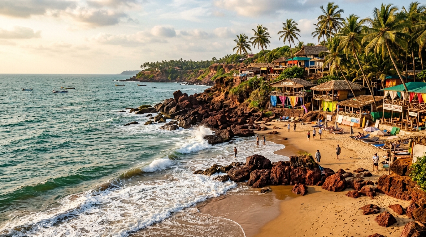 Anjuna Beach & Curlies Sunset Point view 1